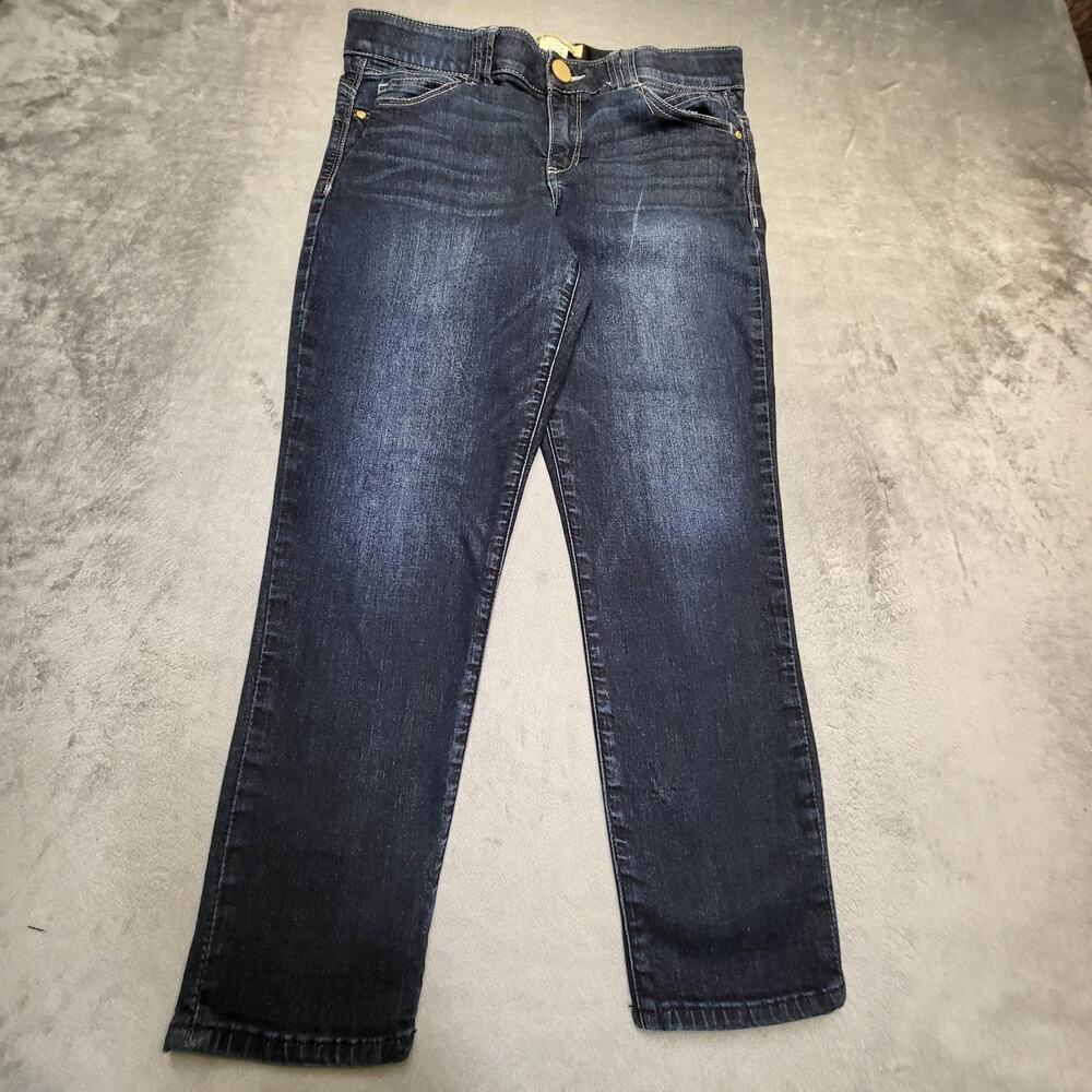Democracy Jeans Womens 10P Blue Straight Slim Dark Wash Mid Rise Stretch